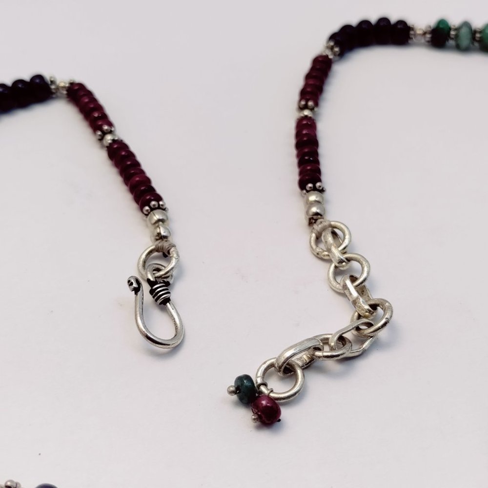 21" Solid Sterling Silver Multi Stone Necklace - image 3